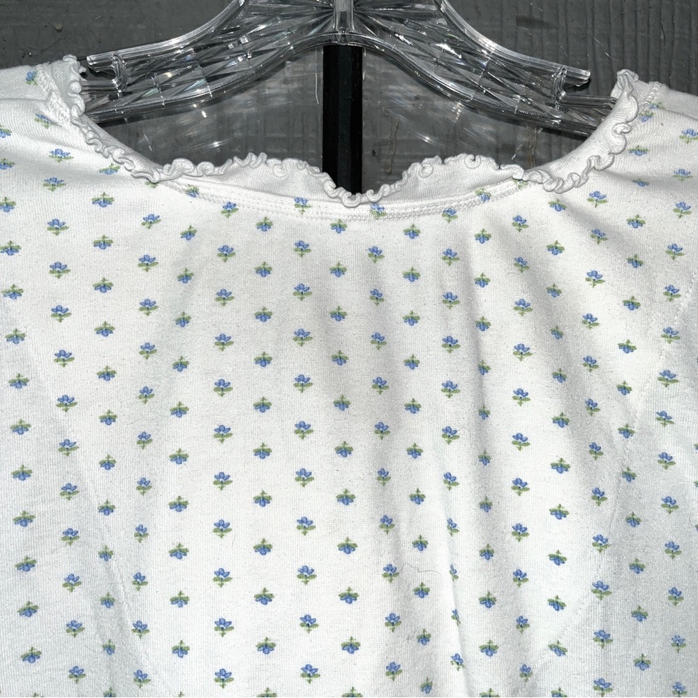 Chaps pajama set, white w/tiny blue flowers, cotton blend knit, feminine & cozy - Picture 10 of 16